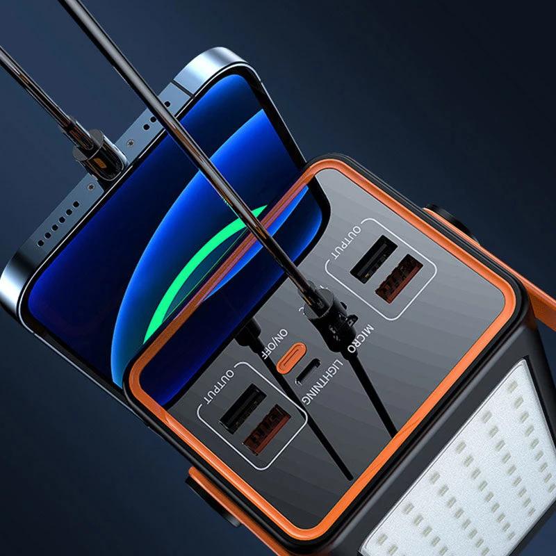 Powerbank detaljbild – portar och anslutningar