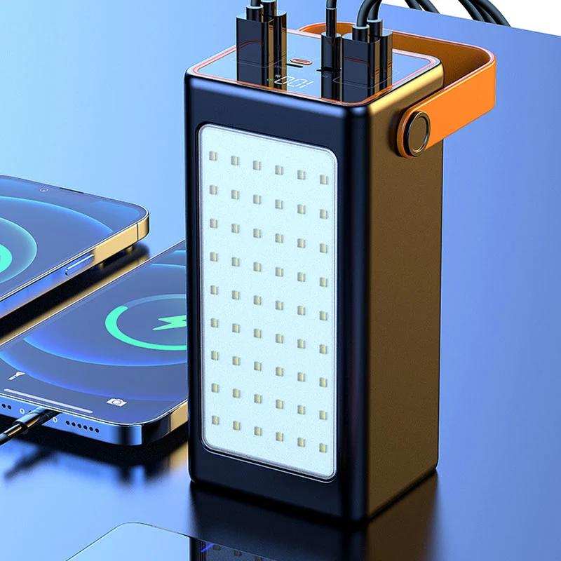 Powerbank laddar flera enheter samtidigt med USB-kablar