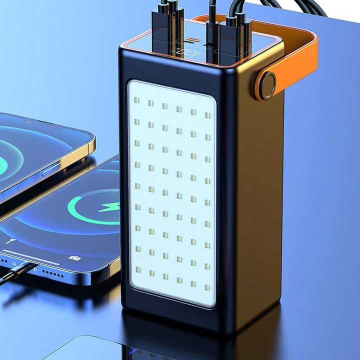Powerbank laddar flera enheter samtidigt med USB-kablar