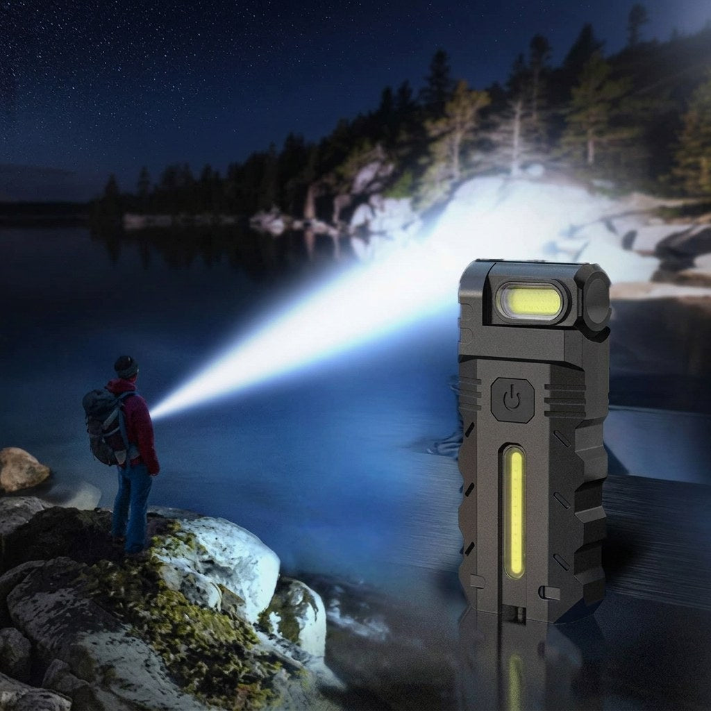LED arbetslampa med 180 graders roterande huvud - natt utomhus