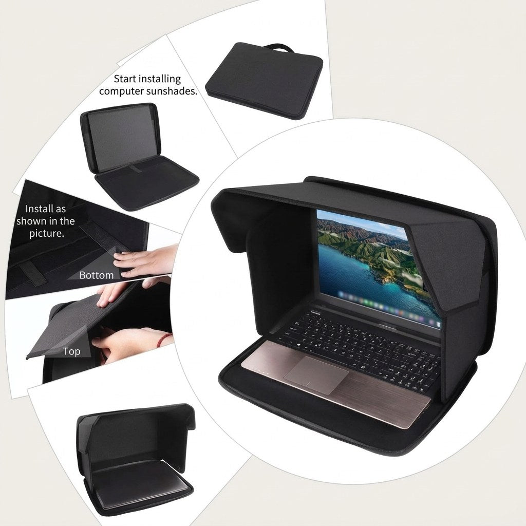 Montageguide för laptopväskans solskyddssystem